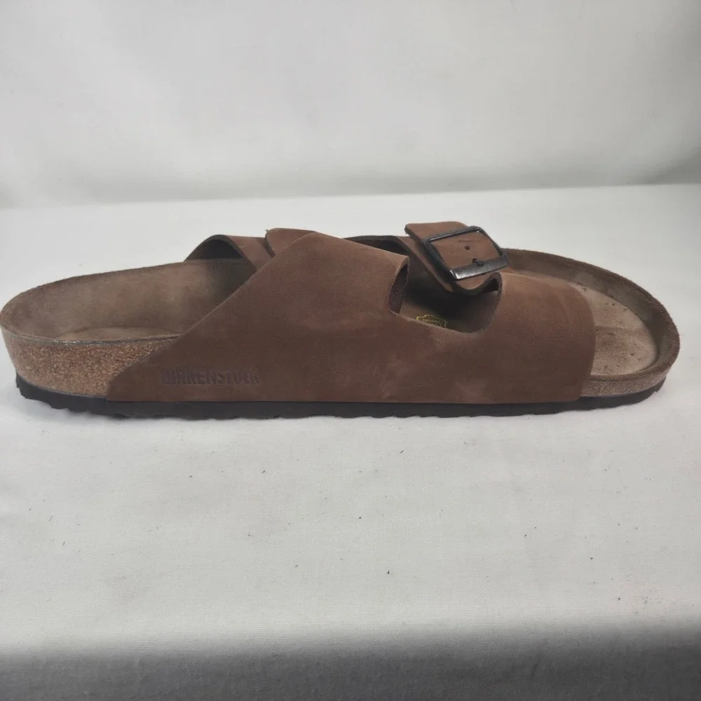 Birkenstock Arizona Men's Brown Suede Buckle Slide Sandals Adjustable US 11